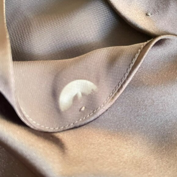 Norma Kamali Chocolate Brown Satin Mini Drape Dress Sz Large NWT - Picture 8 of 10